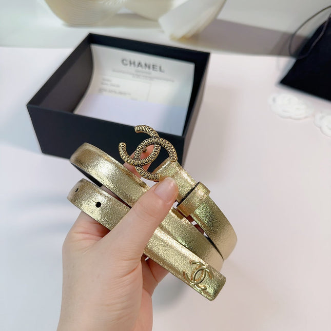 CC BELT 20 MM IN GOLDEN CALFSKIN WITH GOLD HARDWARE