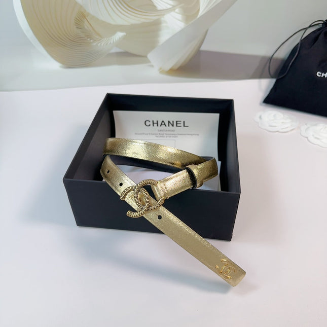 CC BELT 20 MM IN GOLDEN CALFSKIN WITH GOLD HARDWARE