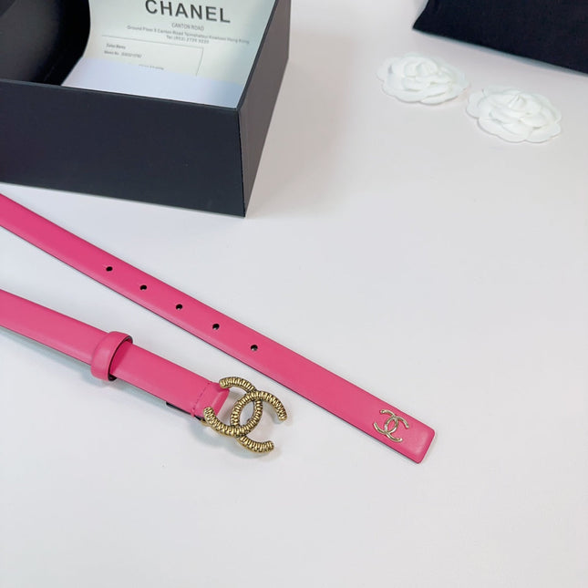 CC BELT 20 MM IN DEEP PINK CALFSKIN WITH GOLD HARDWARE