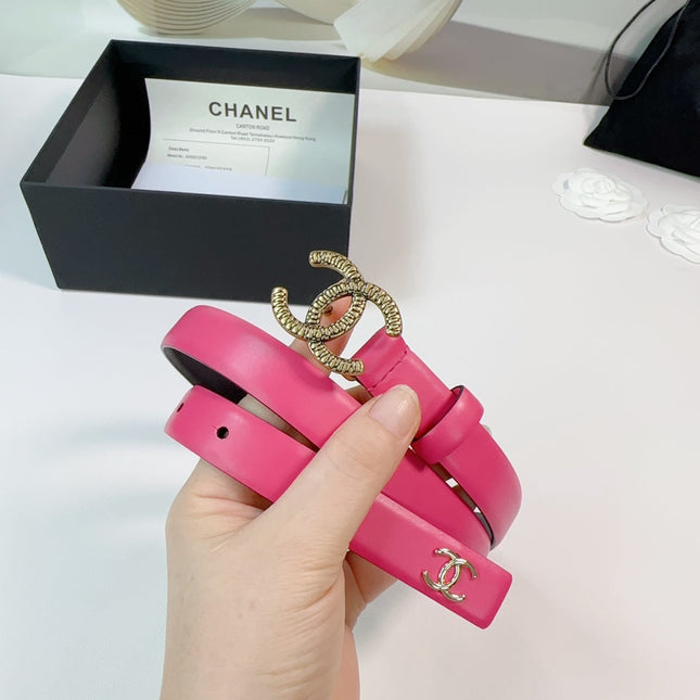 CC BELT 20 MM IN DEEP PINK CALFSKIN WITH GOLD HARDWARE