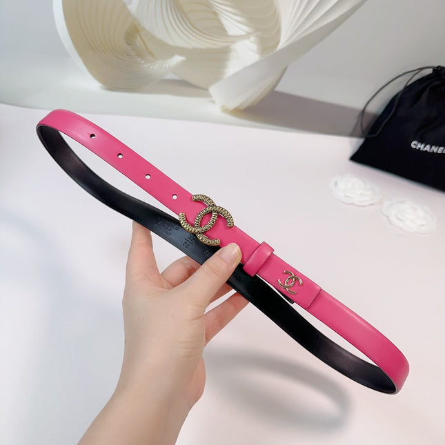 CC BELT 20 MM IN DEEP PINK CALFSKIN WITH GOLD HARDWARE