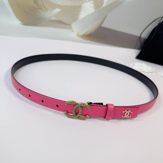 CC BELT 20 MM IN DEEP PINK CALFSKIN WITH GOLD HARDWARE
