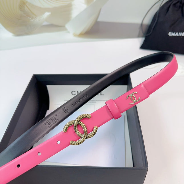 CC BELT 20 MM IN DEEP PINK CALFSKIN WITH GOLD HARDWARE