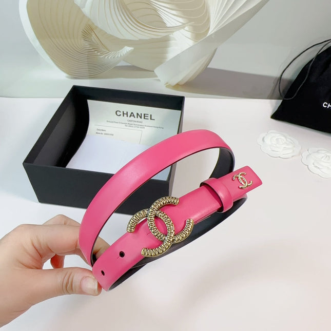 CC BELT 20 MM IN DEEP PINK CALFSKIN WITH GOLD HARDWARE