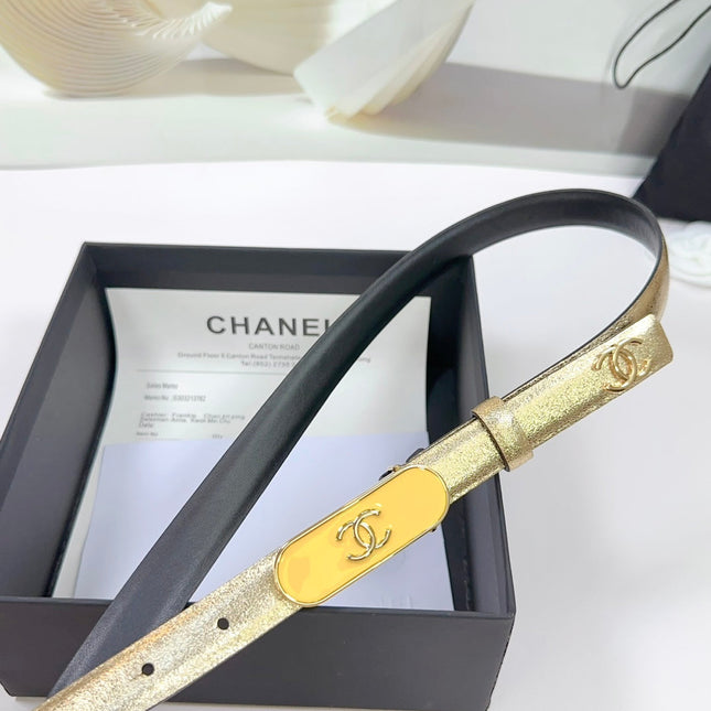 CC BELT 20 MM IN GOLD SMOOTH CALFSKIN WITH YELLOW METAL BUCKLE