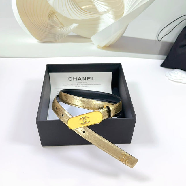 CC BELT 20 MM IN GOLD SMOOTH CALFSKIN WITH YELLOW METAL BUCKLE