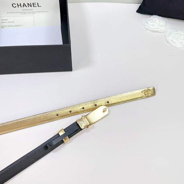 CC BELT 20 MM IN GOLD SMOOTH CALFSKIN WITH YELLOW METAL BUCKLE