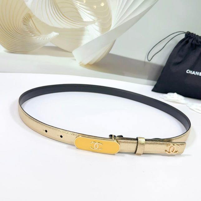 CC BELT 20 MM IN GOLD SMOOTH CALFSKIN WITH YELLOW METAL BUCKLE