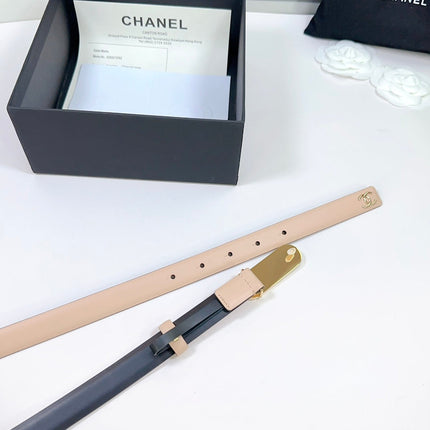 CC BELT 20 MM IN SAND BEIGE CALFSKIN WITH GOLD MIX BLACK METAL BUCKLE
