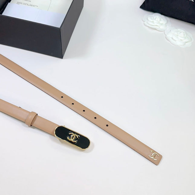 CC BELT 20 MM IN CAMEL BROWN CALFSKIN WITH GOLD MIX BLACK METAL BUCKLE