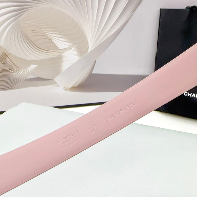 CC 30MM BELT IN LIGHT PINK CALFSKIN METAL HARDWARE