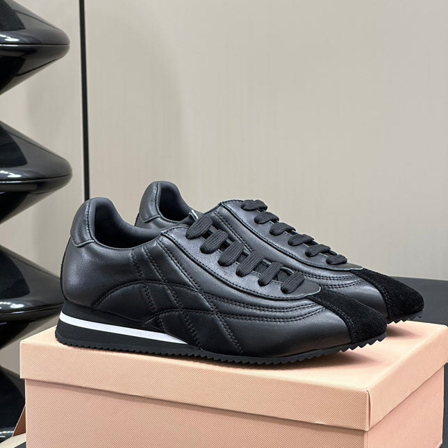POINTED SPORTS SHOES BLACK LAMBSKIN