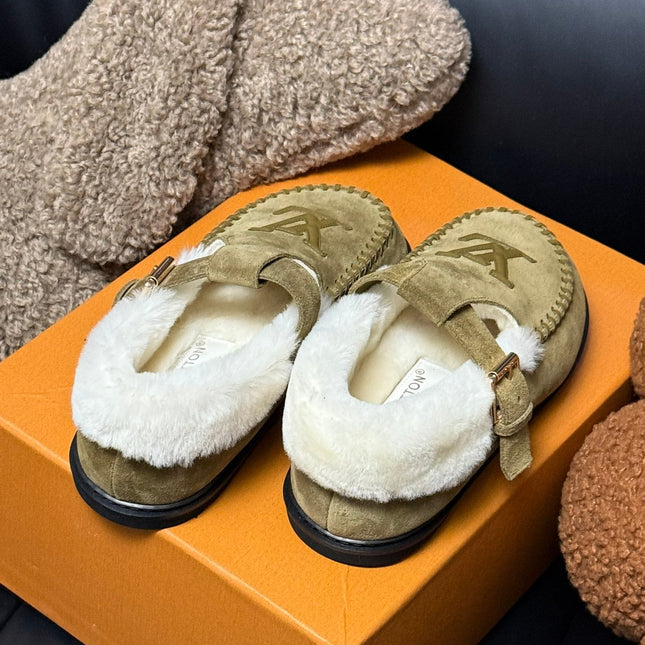 COLORADO COMFORT MARY JANE IN SAND BEIGE SUEDE AND SHEARLING LINING