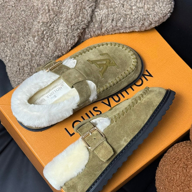 COLORADO COMFORT MARY JANE IN SAND BEIGE SUEDE AND SHEARLING LINING
