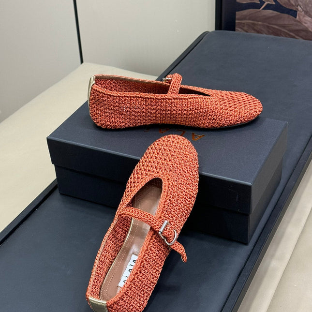 HANDWOVEN BALLET FLAT FIRE ORANGE