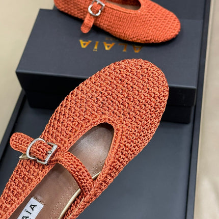 HANDWOVEN BALLET FLAT FIRE ORANGE
