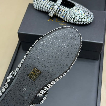 CRYSTAL-EMBELLISHED BALLERINA SHOES WHITE