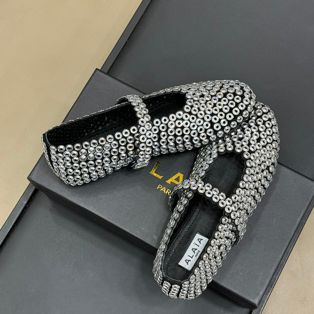 CRYSTAL-EMBELLISHED BALLERINA SHOES WHITE