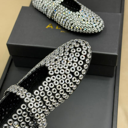 CRYSTAL-EMBELLISHED BALLERINA SHOES WHITE
