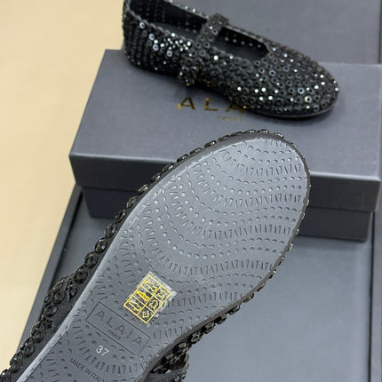 CRYSTAL-EMBELLISHED BALLERINA SHOES BLACK