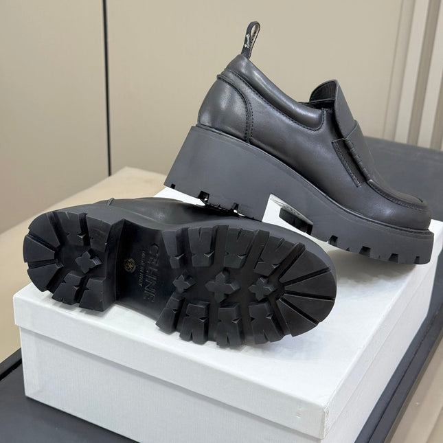 CELINE 25S SERIN CHUNKY LOAFERS 50MM IN BLACK CALFSKIN