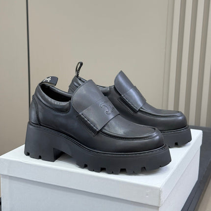 CELINE 25S SERIN CHUNKY LOAFERS 50MM IN BLACK CALFSKIN