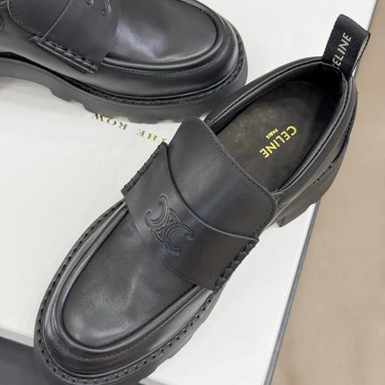 CELINE 25S SERIN CHUNKY LOAFERS 50MM IN BLACK CALFSKIN