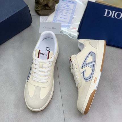 CD HOMME SNEAKERS IVORY CALFSKIN AND SUEDE