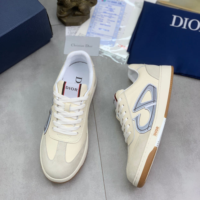 CD HOMME SNEAKERS IVORY CALFSKIN AND SUEDE