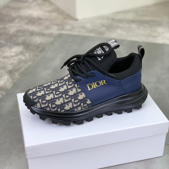 CD B24 SNEAKER AZURE AND BEIGE FABRIC