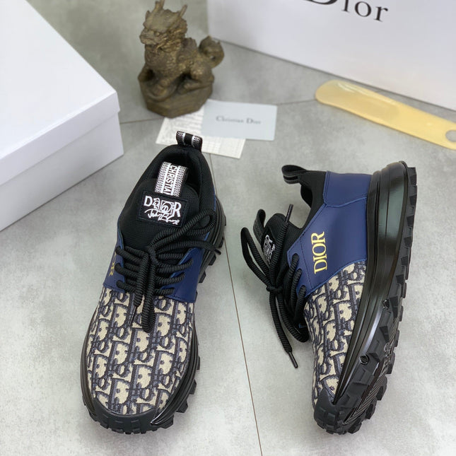 CD B24 SNEAKER AZURE AND BEIGE FABRIC