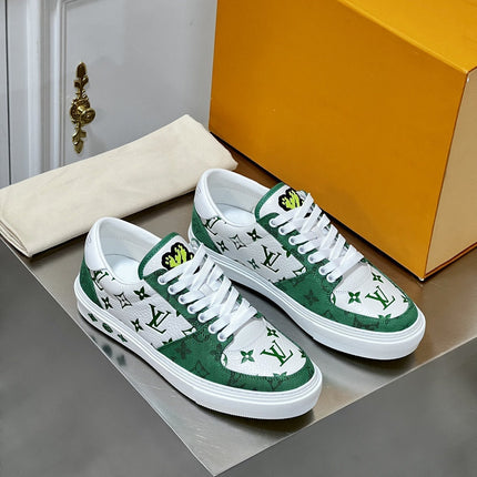 LV MONOGRAM GREEN AND WHITE SNEAKERS