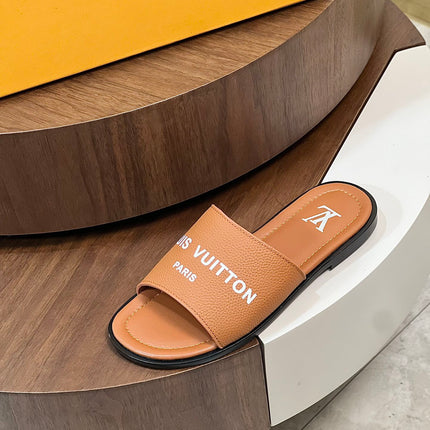 LV MULE IN CARROT ORANGE CALFSKIN