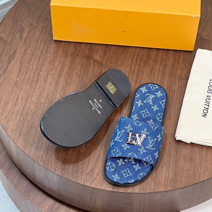 LV MULE IN COBALT BLUE MONOGRAM DENIM