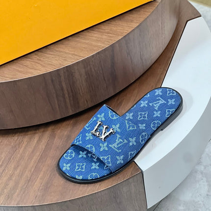 LV MULE IN COBALT BLUE MONOGRAM DENIM