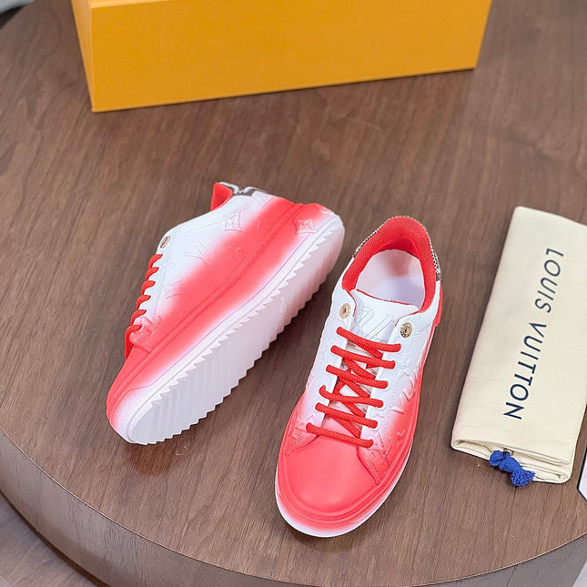 LV TIME OUT SNEAKER RED MIX WHITE CALFSKIN