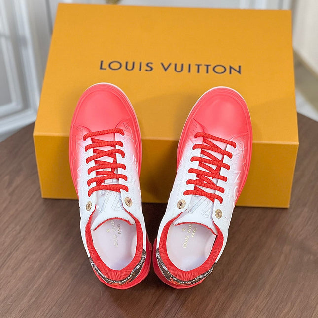 LV TIME OUT SNEAKER RED MIX WHITE CALFSKIN