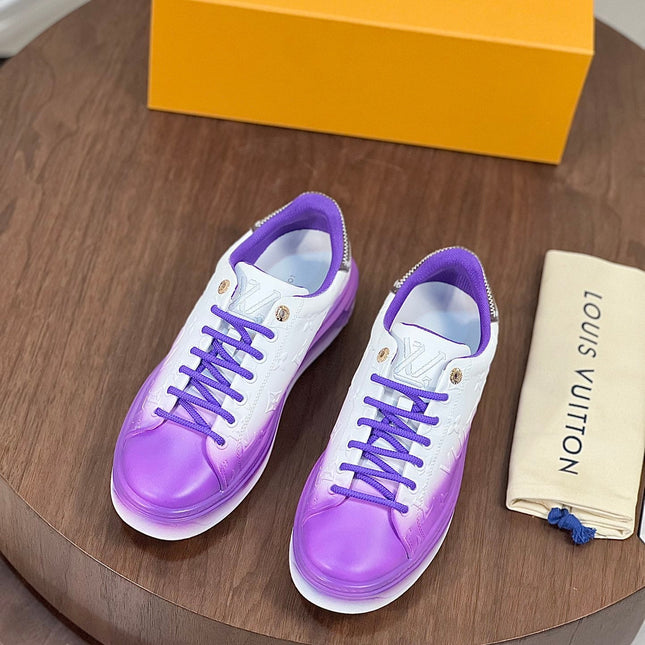LV TIME OUT SNEAKER PURPLE MIX WHITE CALFSKIN