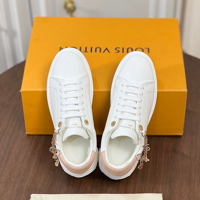 LV TIME OUT SNEAKER WHITE CALFSKIN WITH SIGNATURE CHARMS
