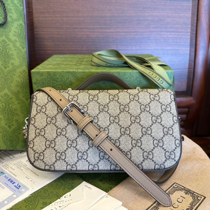 GG MINI 21 CLASSIC SHOULDER BAG IN BEIGE CANVAS