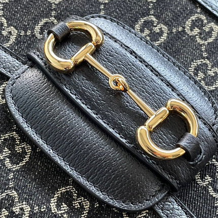 GG HORSEBIT 1955 MINI BAG 25 IN BLACK DENIM