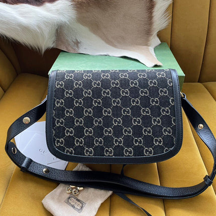 GG HORSEBIT 1955 MINI BAG 25 IN BLACK DENIM