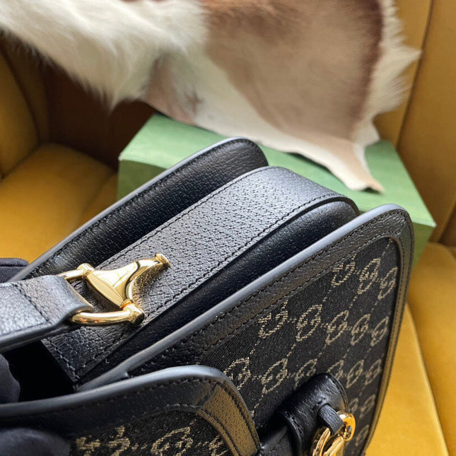 GG HORSEBIT 1955 MINI BAG 25 IN BLACK DENIM