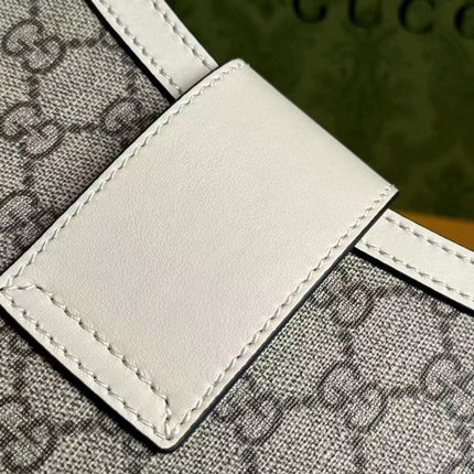 GG PADLOCK 32 SHOULDER BAG BEIGE CANVAS AND WHITE CALFSKIN