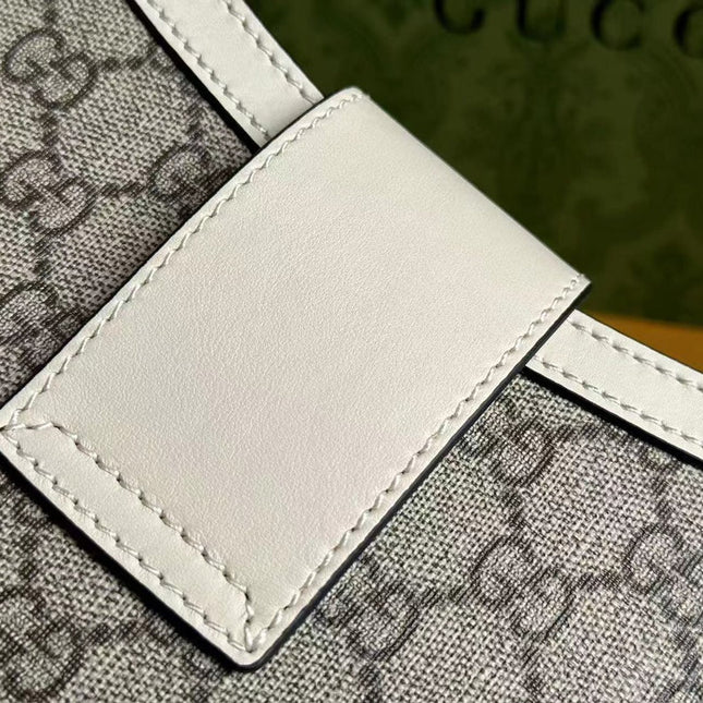 GG PADLOCK 32 SHOULDER BAG BEIGE CANVAS AND WHITE CALFSKIN