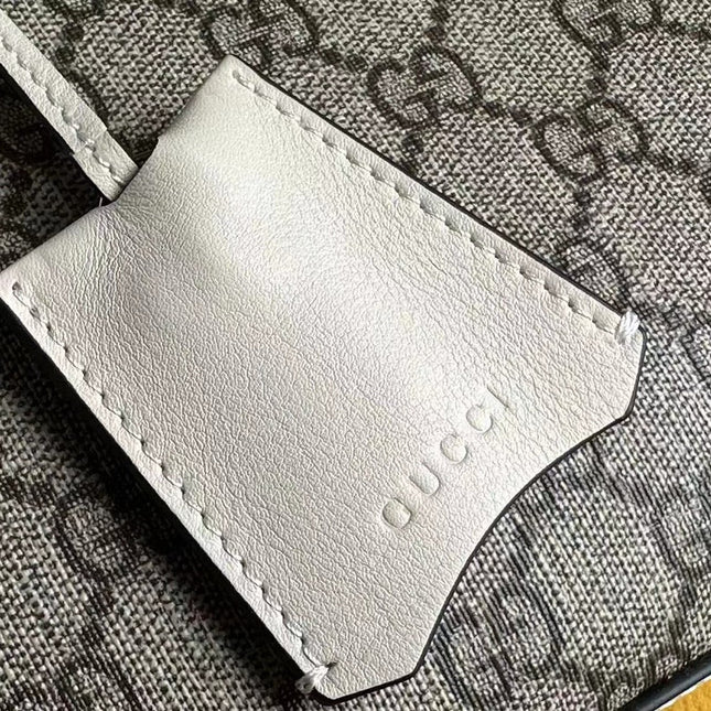 GG PADLOCK 32 SHOULDER BAG BEIGE CANVAS AND WHITE CALFSKIN