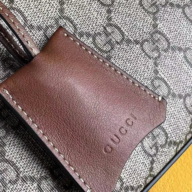 GG PADLOCK 32 SHOULDER BAG BEIGE CANVAS AND BROWN CALFSKIN