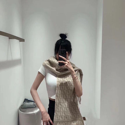 ROMA 190 FF SCRAF IN CAMEL BROWN MIX WHITE WOOL AND CASHMERE