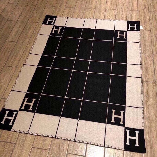 AVALON III THROW BLANKET 175 CM IN BLACK WOOL AND CASHMERE 351744