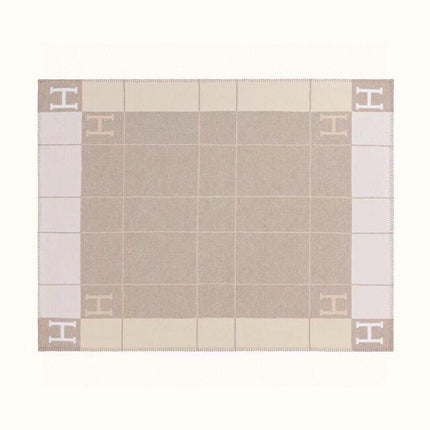 AVALON III THROW BLANKET 175 CM IN KHAKI BROWN WOOL AND CASHMERE 351745